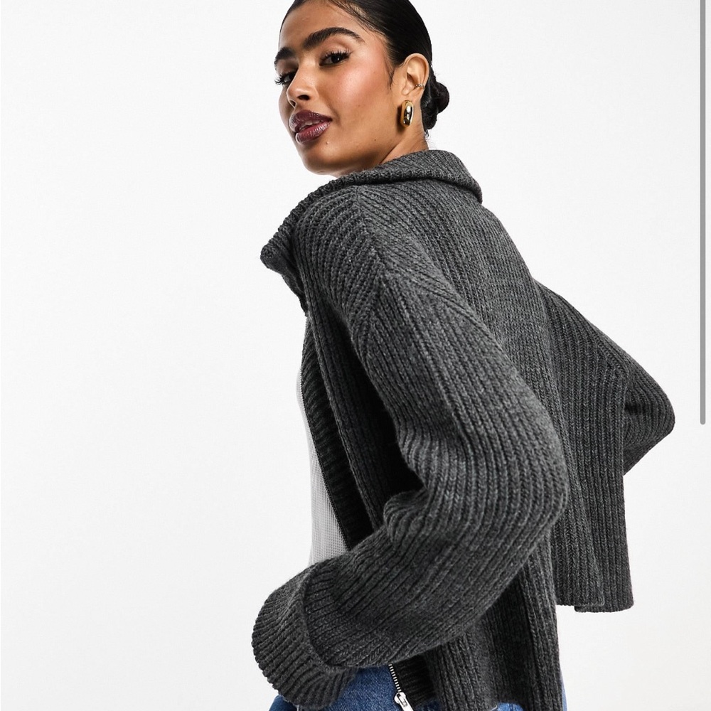ASOS Gray Ribbed Cardigan - Picture 8 of 9